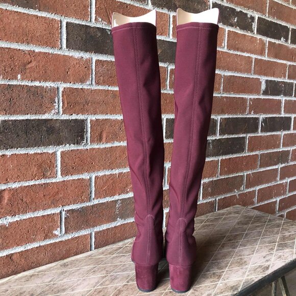 STUART WEITZMAN Gillian Suede Over the Knee Boots Burgundy 6 MSRP $795 NWOT - Picture 6 of 8